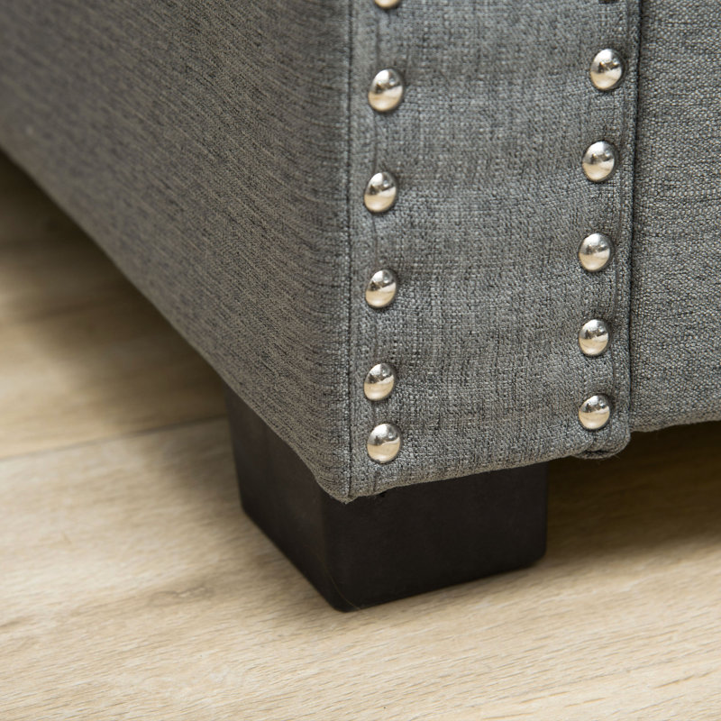 Repose-pieds avec banc de rangement Modern, 100% polyester gris