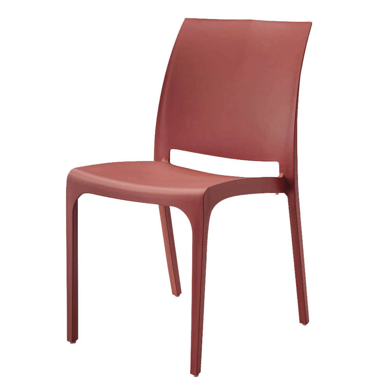 Amyree Outdoor Patio Dining Side Chair, Red