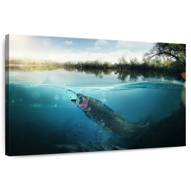 Fishing Underwater Scene, 24" H x 36" W