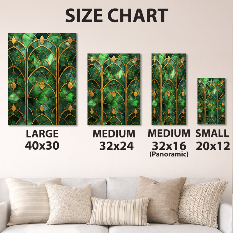 Émeraude en carrelage opulence - Art mural abstrait Art déco, reproduction d'art en métal, L 12 po x H 20 po