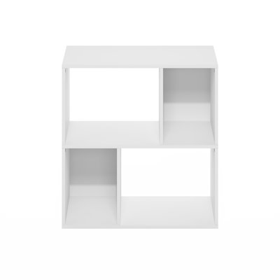 Ebern Designs Cate 4-Cube Irregular Cubes Bookcase, Bookshelf, Storage Organizer, White by Ebern Designs