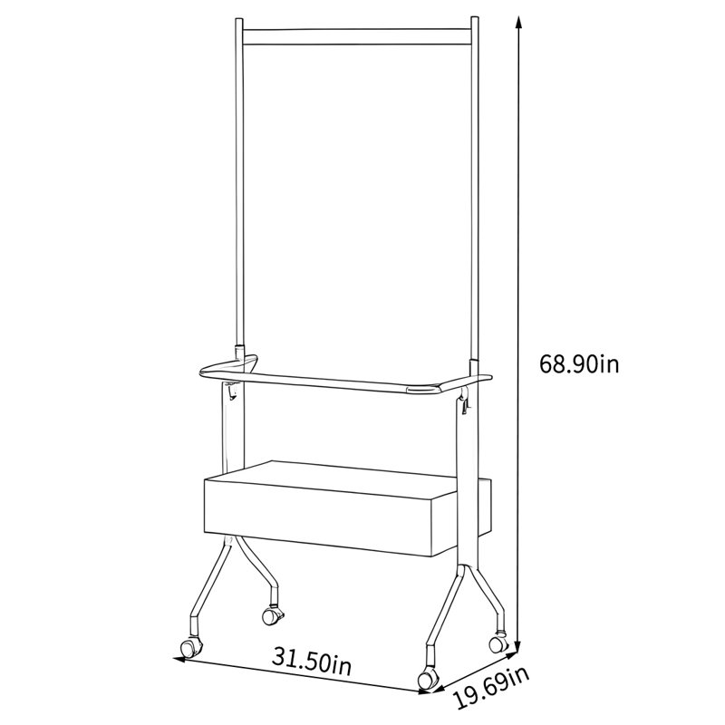 Bottom Stainless Steel Coat Rack 360° Wheels, Dull Red
