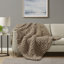 Plaid en grosse maille chenille marron, luxueux, doux et fait main, 127 x 152 cm