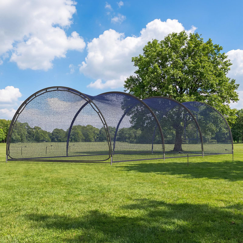 Cage de baseball portative, 30 x 12 x 8 pi, filet entièrement fermé, noir, Noir 30 x 12 x 8 pieds
