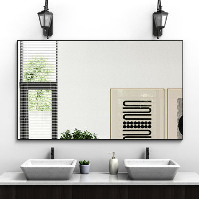 60''X36'' Large Bathroom Mirror With Black Aluminum Frame - -Proof, Easy To Mount For Various Rooms Decor Oversized 60"X36" Living Room -Proof Feature, Simple Installation, Locations