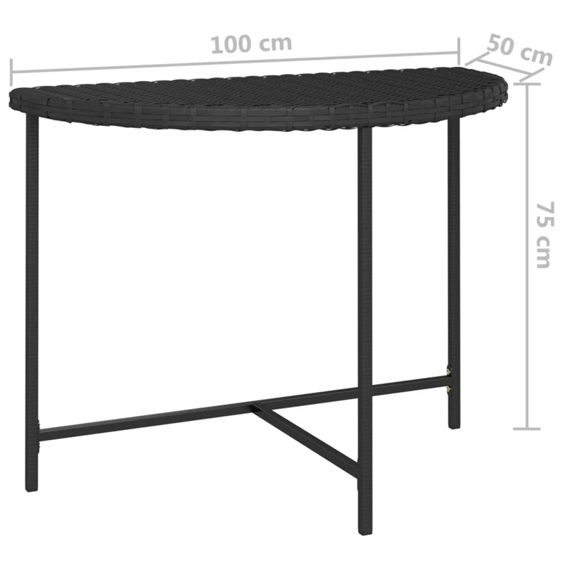 Guiles Rattan Balcony Table, 29.53cm H x 31.5cm W x 50cm D, Black