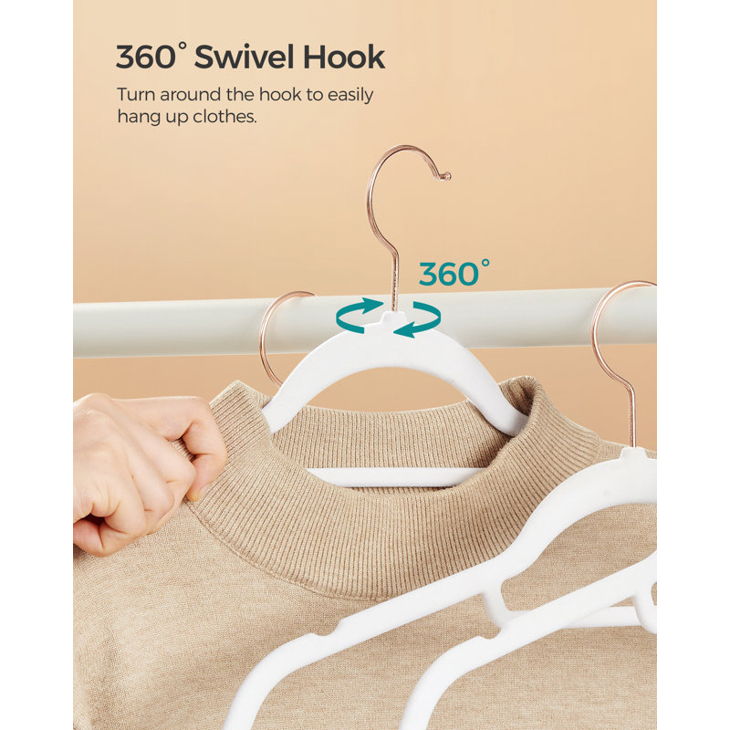 Non-Slip Velvet Hangers, Rose Gold/White, 50