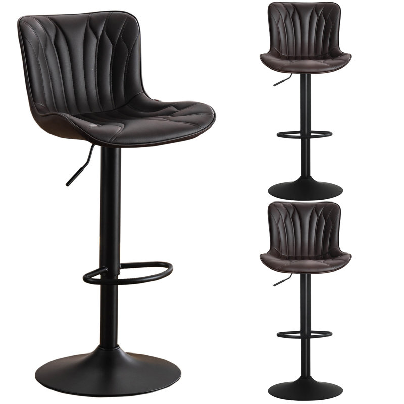 Tabourets de bar pivotants à hauteur réglable, tabourets de bar modernes en similicuir, tabouret de comptoir rembourré, Brun