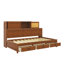 Lit de jour fonctionnel en bois simple avec trois tiroirs de rangement, une tablette supérieure souple et une collection de prises avec ports USB-1985884503