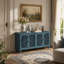 Buffet antique 60 "avec sculptures florales avec pieds en bois massif et poignées en laiton antique et tablettes réglables-62172447