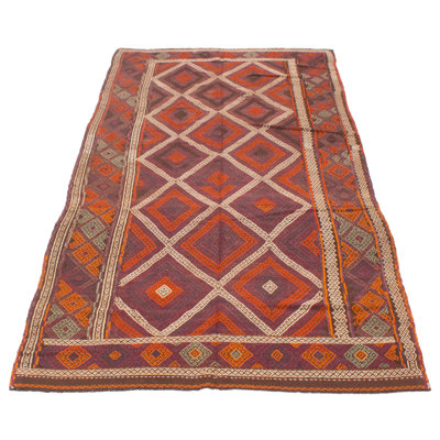Tapis unique en laine noué à la main de style années 1990 de 5 pi 4 po x 10 pi 10 po bourgogne