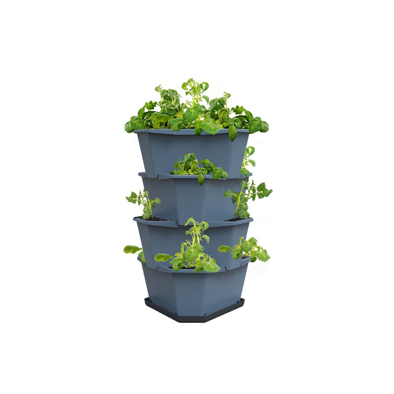 Paul Potato Potato Planter Tower, 4-Tier, Raised Bed, Pest protection, 0.2m², 56L Soil Capacity, Blue