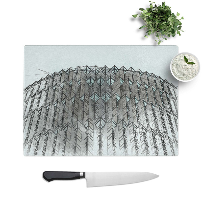 Tempered Glass Architecture Sketch Vol.10 Chopping Board, 39 cm W x 28.5 cm L