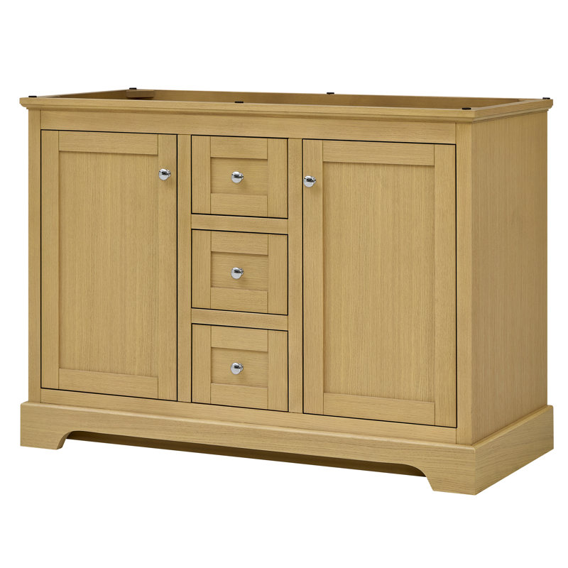 Base de meuble-lavabo double autoportant 47,25 po Avery, Noyer foncé, Polished Chrome