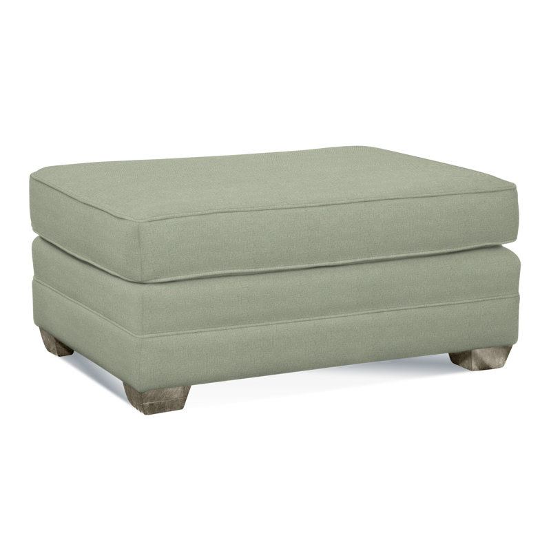Bedford Upholstered Ottoman, Green Performance Fabric; 0851-54, Mineral