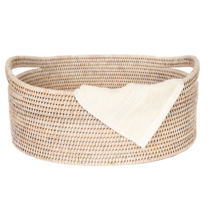 Helmsford Rattan Basket, White Wash