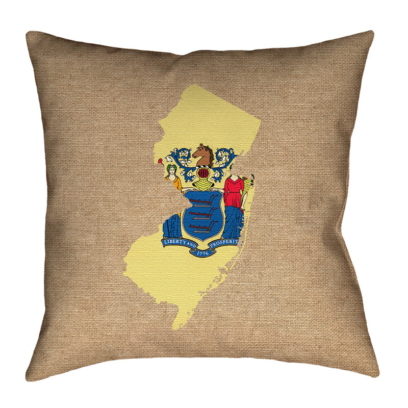 Coussin Katelyn Smith New Jersey Flag, 14 po x 14 po, Jaune/rouge/bleu