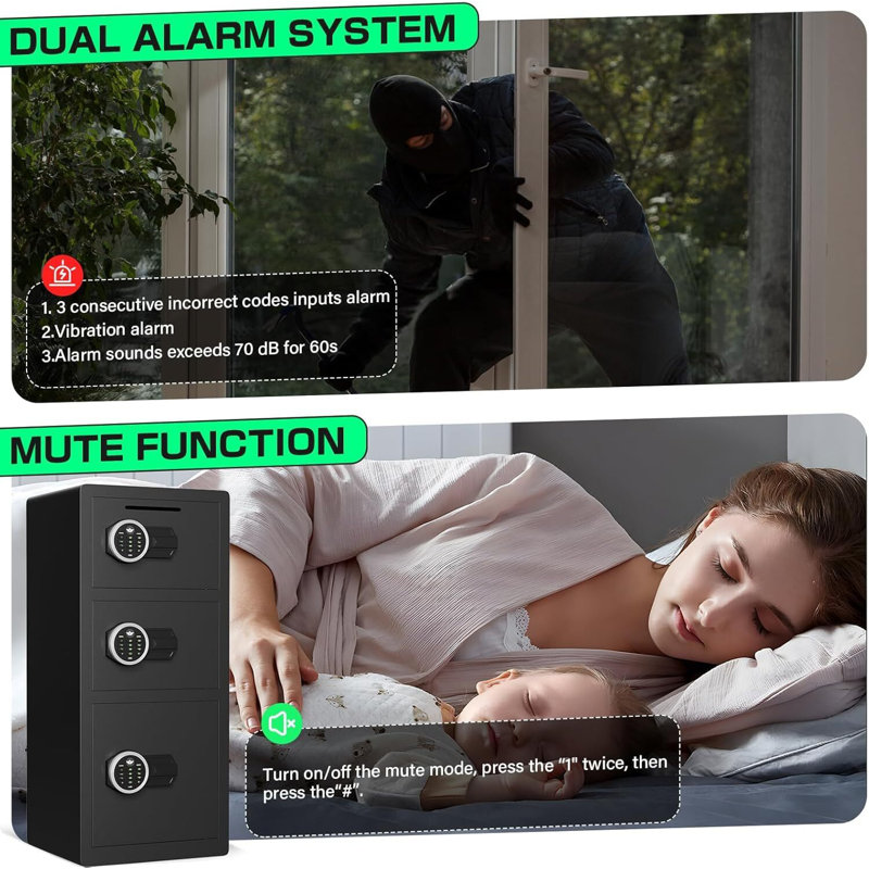 8.0 Cu ft Extra Large Home Safe Box Fireproof Waterproof with Triple Door, Digital Safe with Deposit Slot, Key Hook & Adjustable Shelf, Money Safes with Backlit Keypad & Dual Alarm for Home