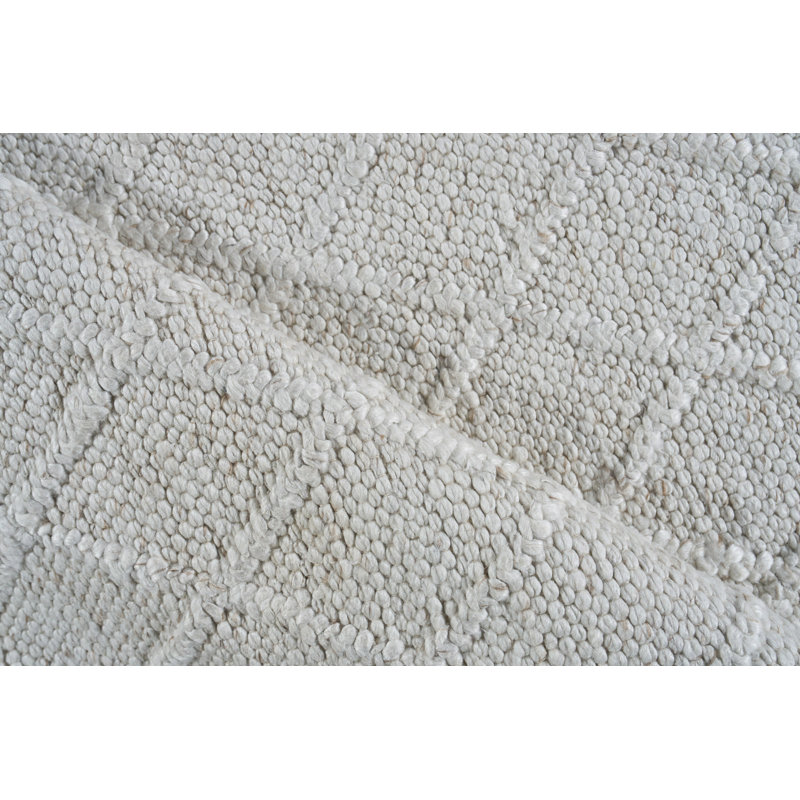 Rectangle Brentwood Geometric Handmade Flatweave Wool/Viscose Area Rug in Silver, Rectangle 10' x 14', Ivory