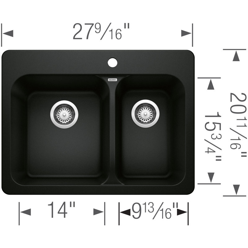 Blanc anthracite 1,5 noir BLANCO, Noir charbon