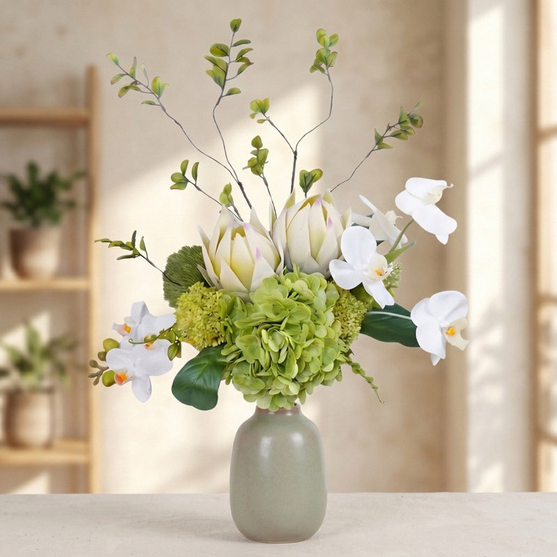 Bouquet artificiel vert élégant - Hortensia