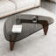 Table basse noyer moderne en bois et verre