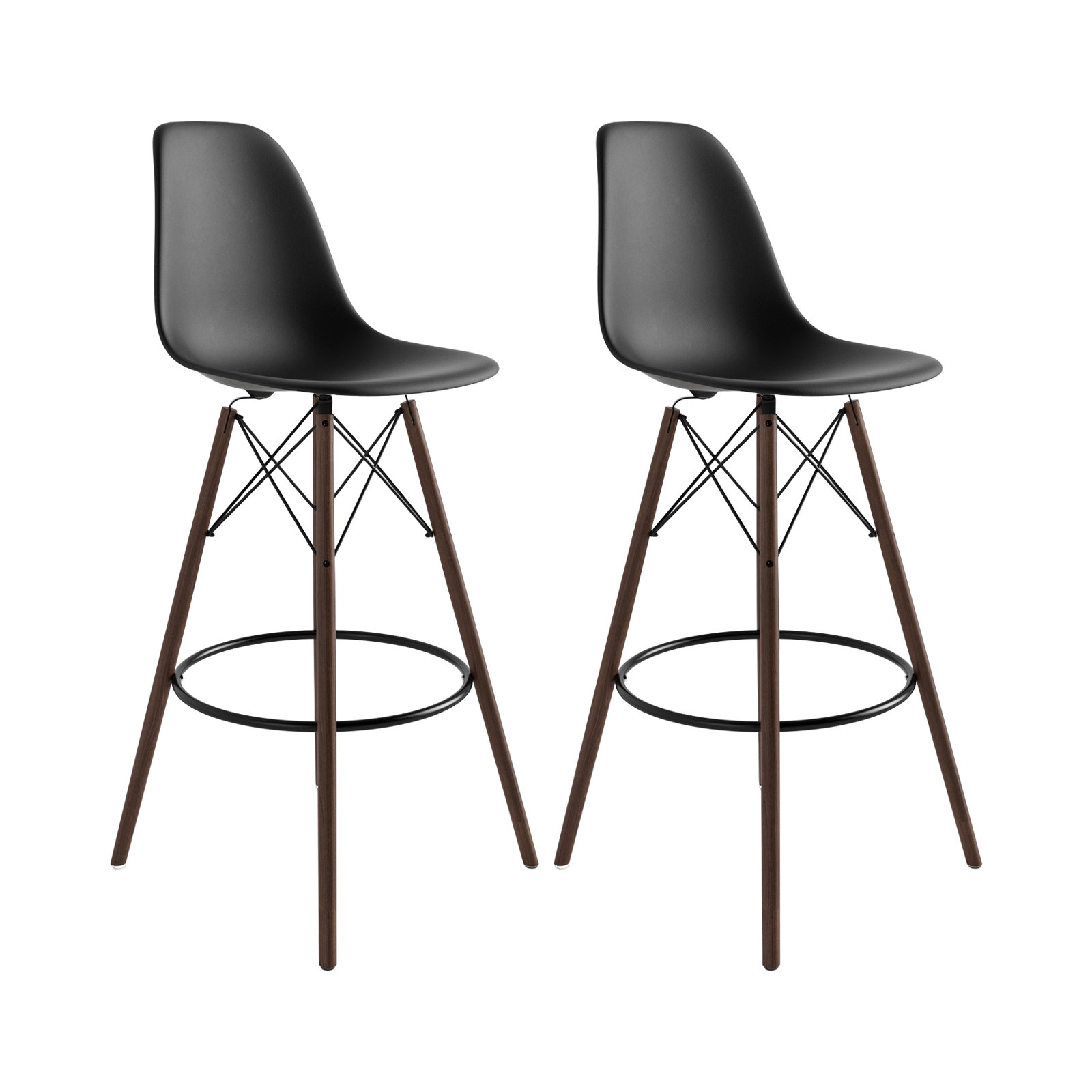 Jordan Bar and Counter Stool, Black/Walnut, Bar Stool (29.5" Seat Height)