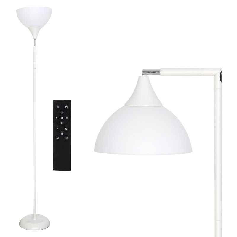 Lampe sur pied réglable à 90 degrés pliable, luminosité et température de couleur en continu télécommandées, lampe sur pied peu encombrante pour bureau de chambre à coucher, blanc