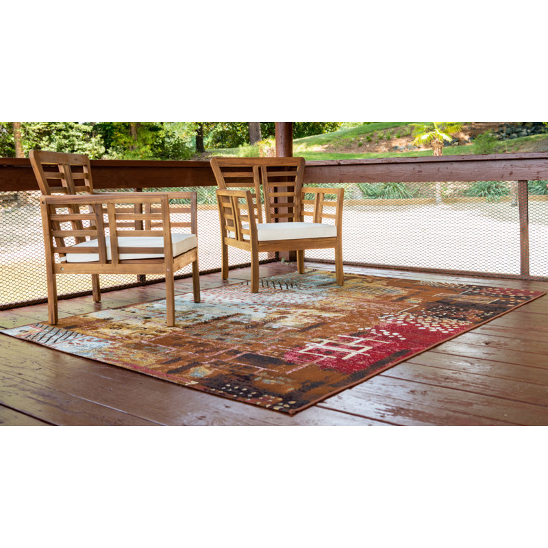 Dimond Washable Abstract Indoor / Outdoor Rug, Rectangle 5'3" x 8'