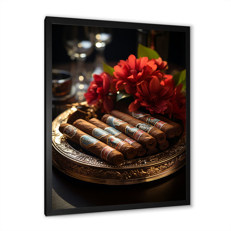 Cuba Cigar Expression II, reproduction d'art sur toile, Cadre simple noir, H 32 po x l 16 po x P 1 po