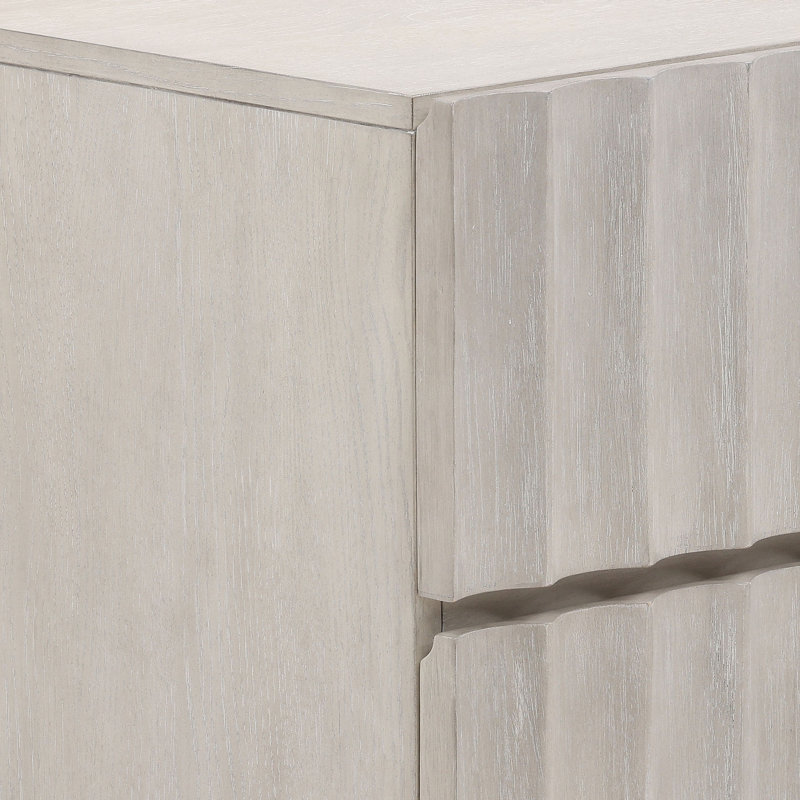 Silvia 2-Drawer Rubberwood Nightstand, Light Gray