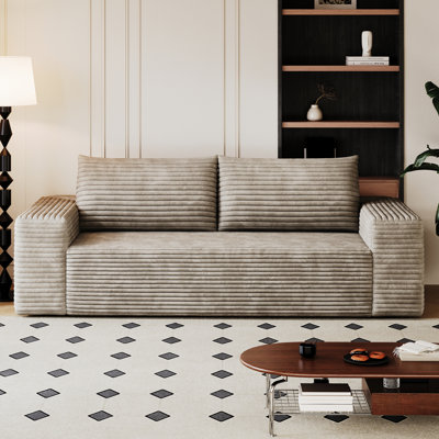 63 Inch 2-Seater Sofa with Corduroy Fabric, Deep Seating, and No Assembly Required, Perfect for Living Rooms and Bedrooms.