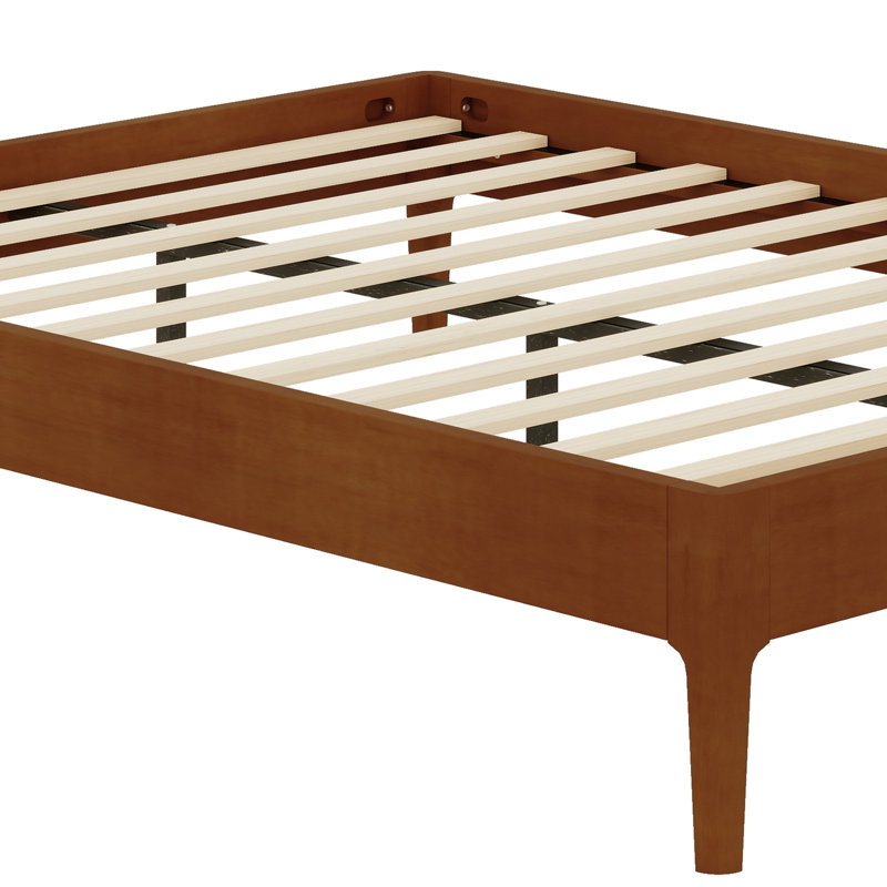 Modern Minimalist Platform Bed, Brown, Queen