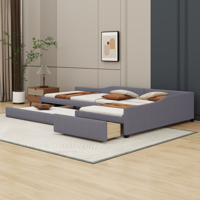 Upholstered Storage Bed, Grey