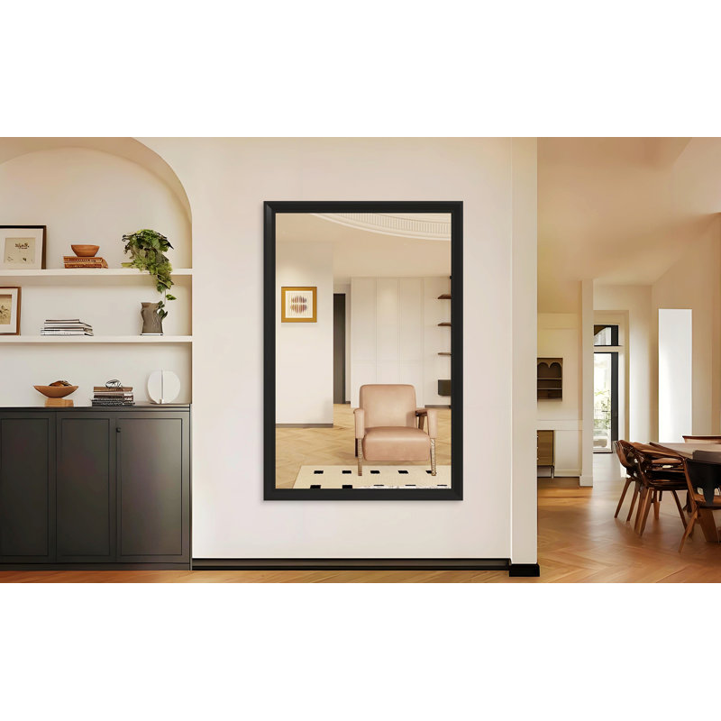 Miroir rectangulaire avec cadre, miroir mural pour salle de bain, salon, chambre à coucher, Marron foncé