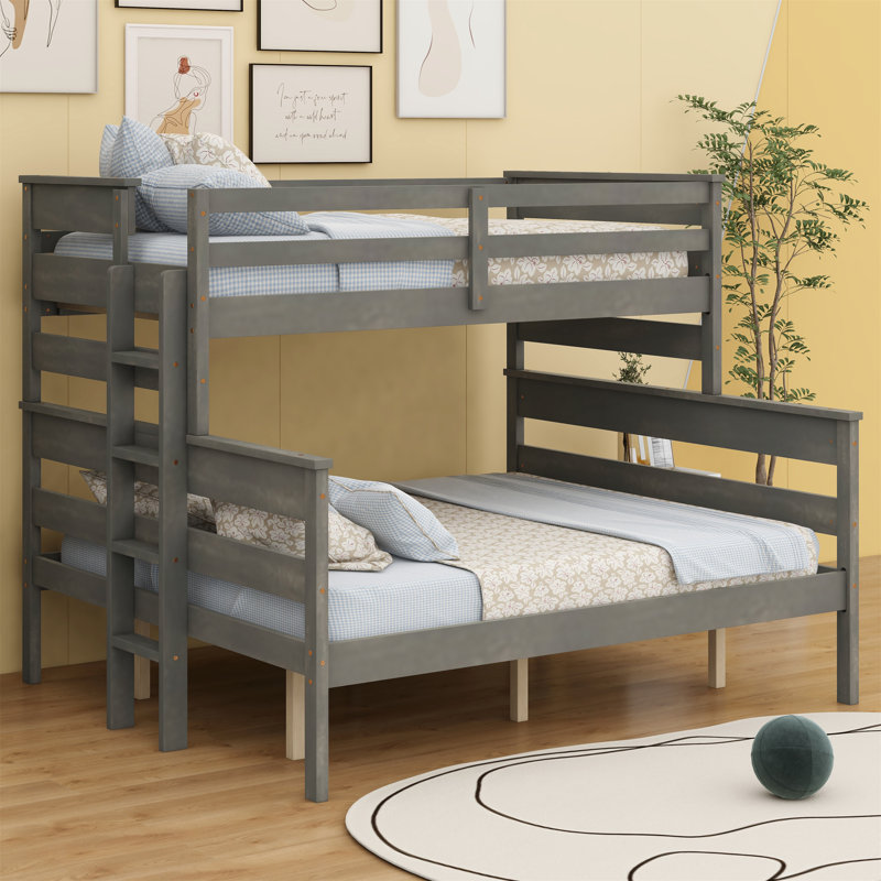 Lit superposé Jayleanna, pour enfants, Simple TG sur grand, gris