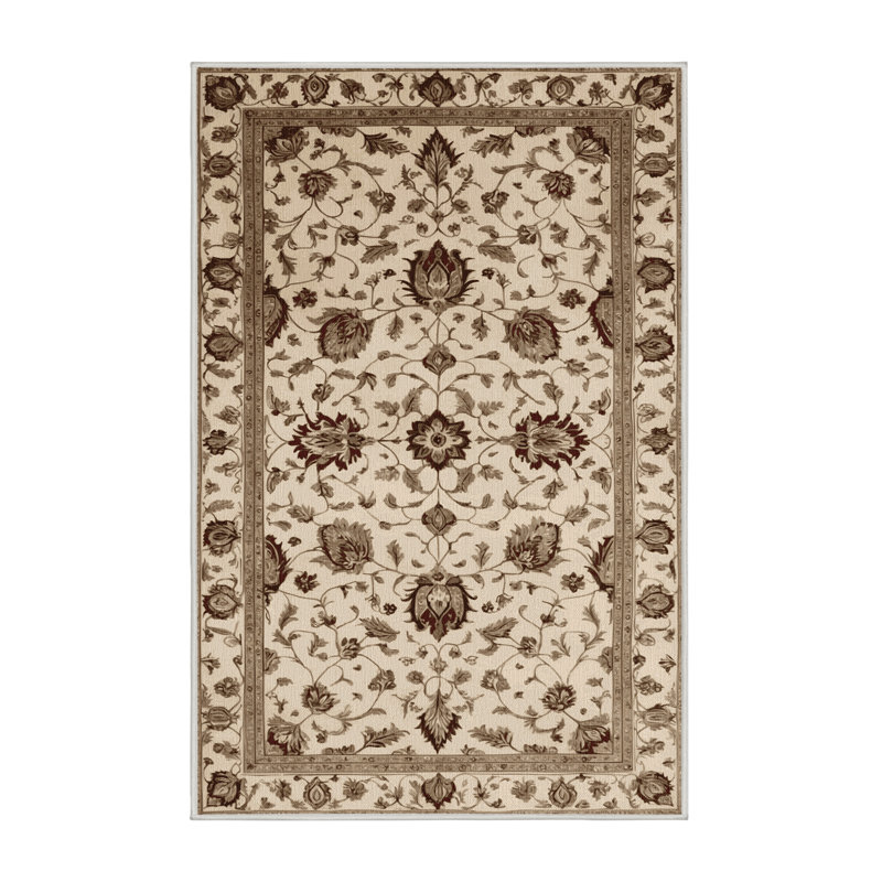 Tapis beige lavable à la machine, Rectangulaire 2 pi x 3 pi