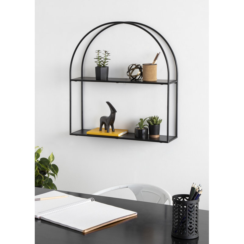 Azumi 2 Piece Metal Accent Shelf, Black 