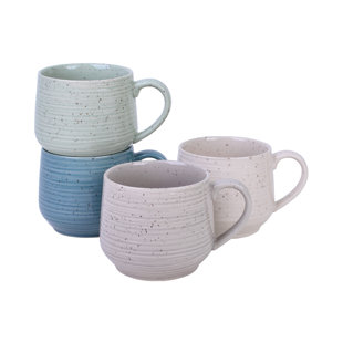 Sango Siterra 17 oz. Ensemble de tasses en grès - conception rustique, assorties (Ensemble de 4)