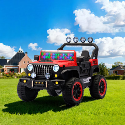 24V Children's Riding Toy, 2-Seater Children's Electric Car With Remote Control, 4WD Motor, Colorful LED Lights, Adjustable Speed, USB Port, MP3, Suitable For Children Aged 3-7, Red