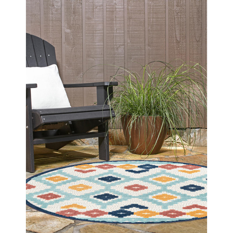 Tapis beige d'extérieur Askersund, Rond 5 pi 3 po