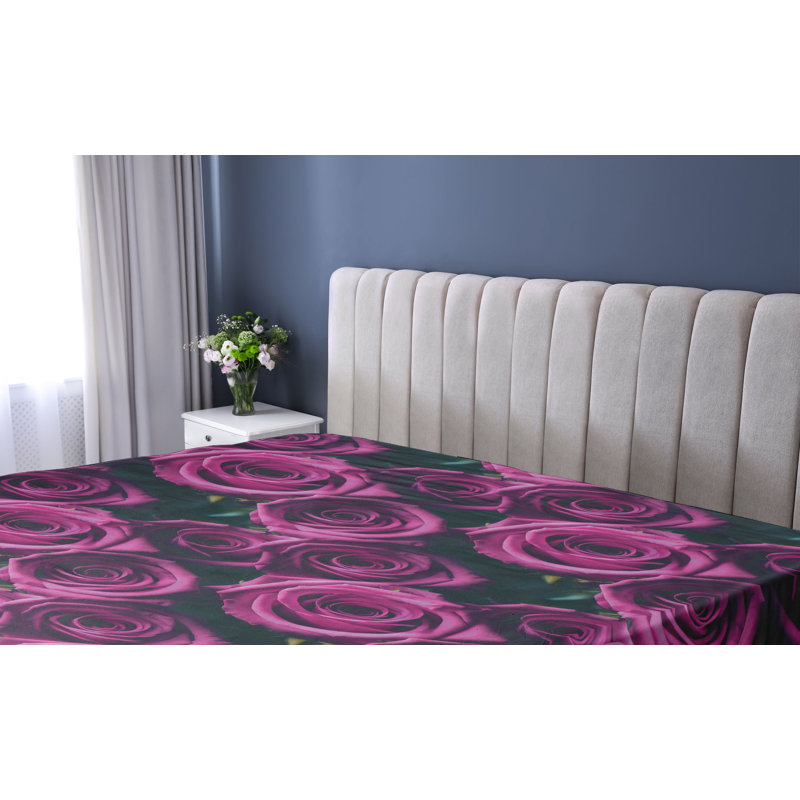 Drap-housse Ambesonne, Drap-housse très grand californien, Magenta / rose vif / motif floral bleu sarcelle