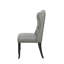 Ensemble de 2 fauteuils à oreilles Elvixa avec cadre noir antique et revêtement gris clair