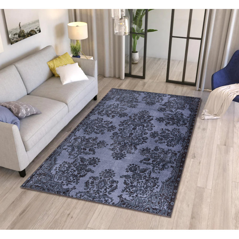 Tapis décoratif bleu marine, Rectangle 3 pi 10 po x 5 pi 3 po