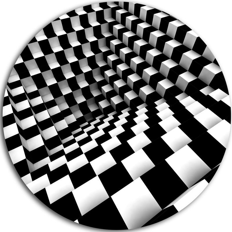 «Optique noir et blanc», reproduction d'impression sur métal, H 38 po x l 38 po x P 1 po