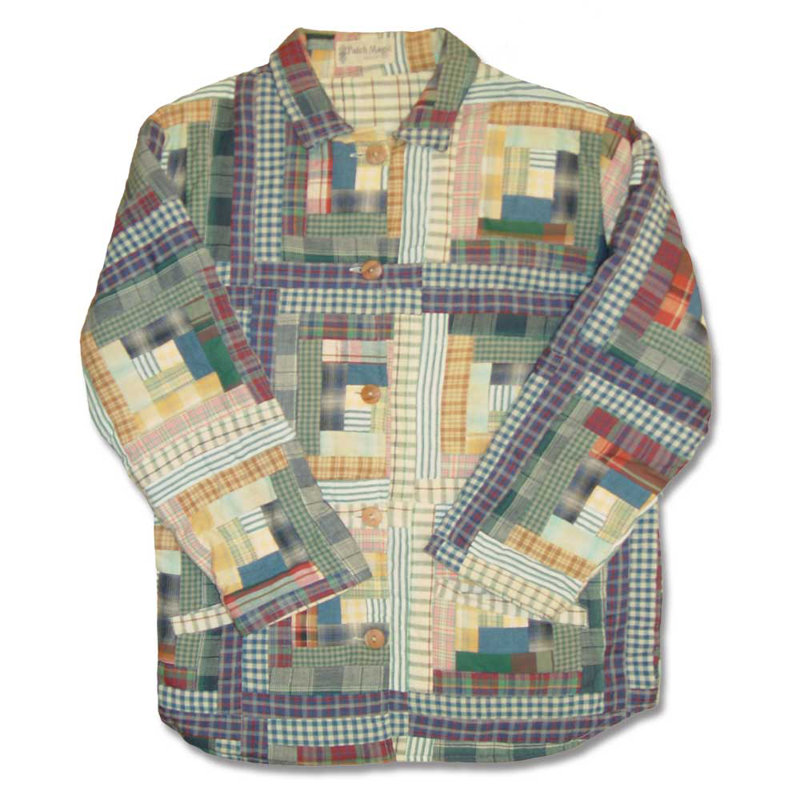Wild Goose Log Cabin Patchworked Cotton Jacket – Reversible, Soft Cotton Filled, Stylish Jacket for All Seasons, 1X