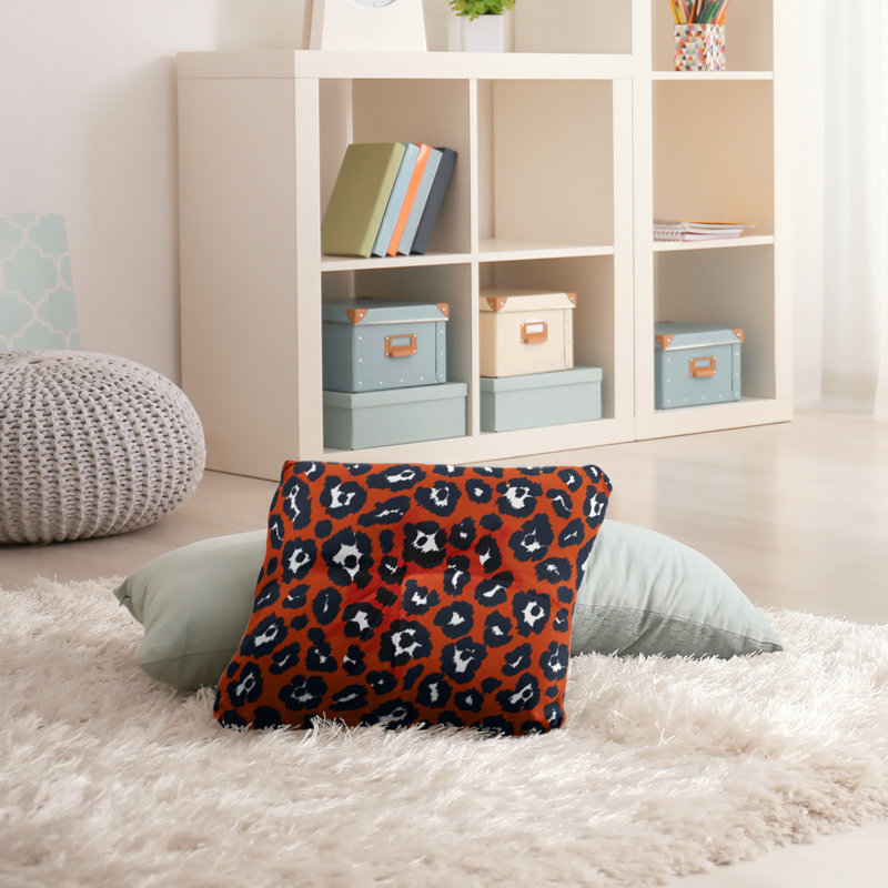 Animal Print Throw Pillow, Orange/Black/White, 30" H x 30" W x 3" D