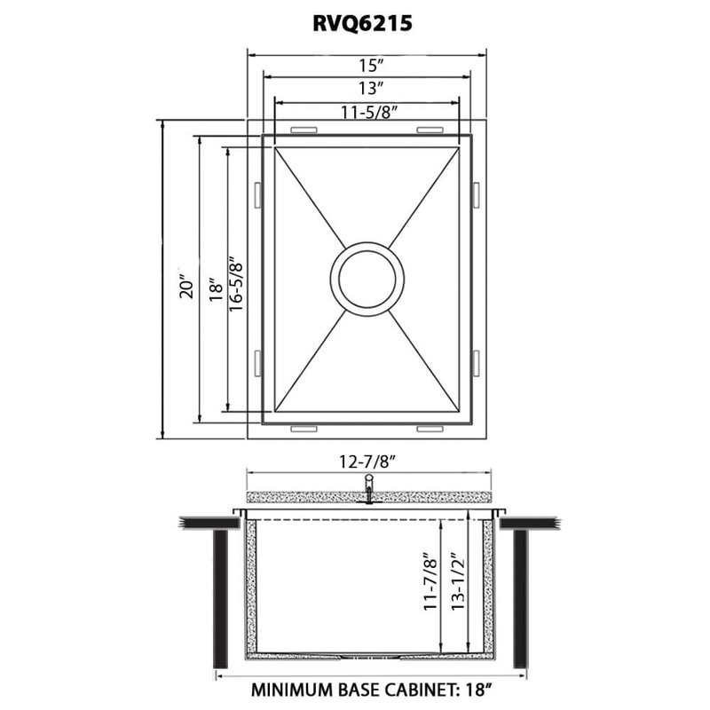 Ruvati 15" L x 20" W Drop-In Kitchen Sink with Accessories