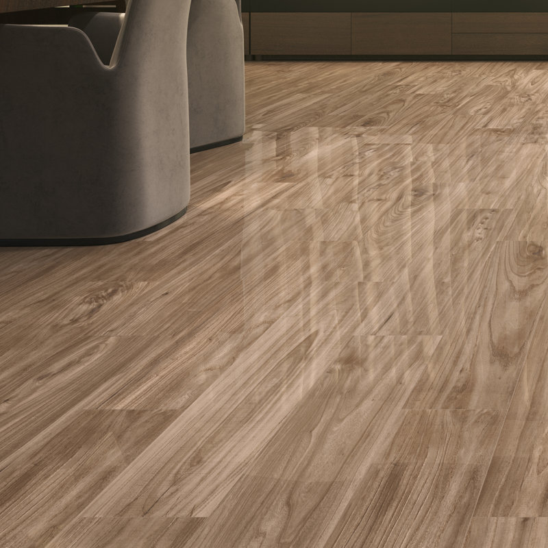 Spazio 8" x 48" Porcelain Fabric Look Wall & Floor Tile, Teak Brown