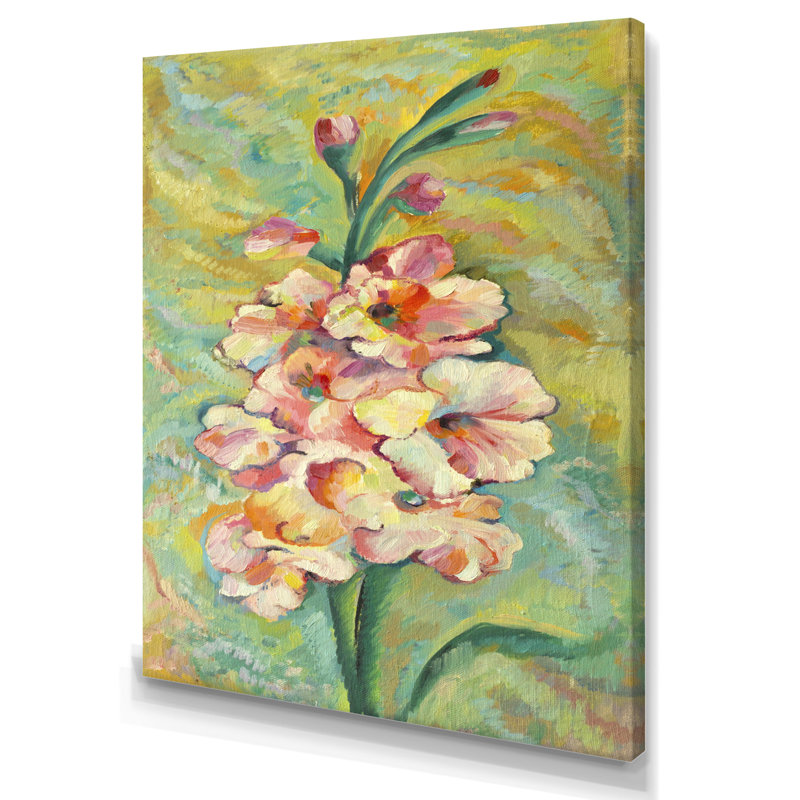 Fleurs pastel rétro - peinture, H 20 po x l 12 po x P 1 po, Toile tendue
